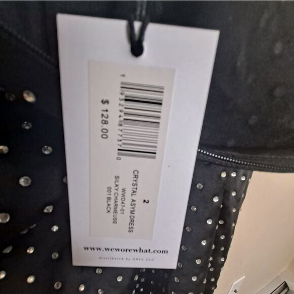 NEW Weworewhat ASYMMETRICAL DRESS WITH CRYSTAL STONES Size 2 - Picture 7 of 10